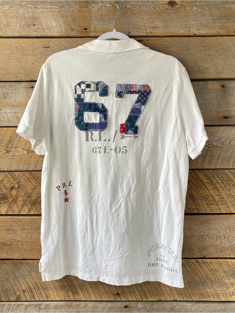 Polo Ralph Lauren Big Patchwork Pony Polo Shirt Men's Medium Stencil White READ